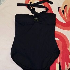 MICHAEL KORS Black Halter One-Piece Swimsuit-Size 14